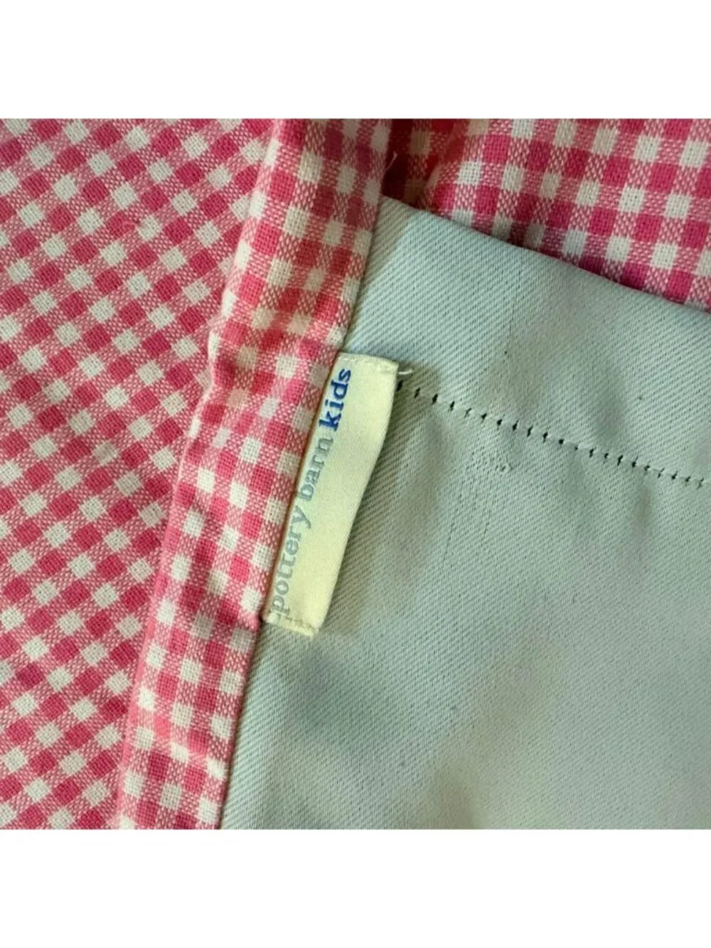 Pottery barn kids pink white gingham blackout curtain 1 panel